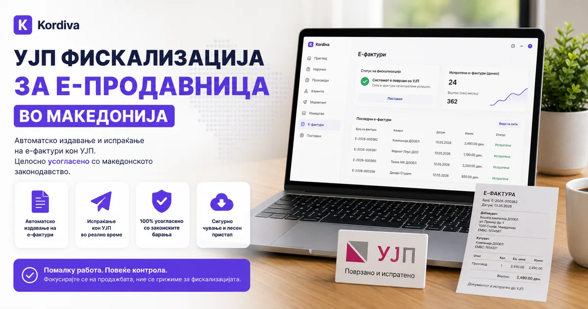 УЈП фискализација и документи за македонска е-продавница